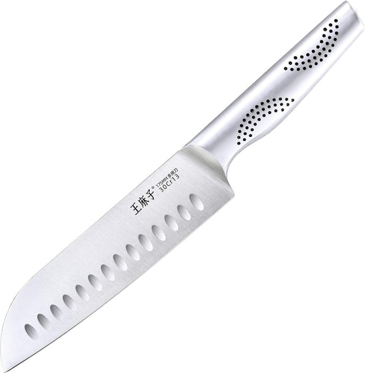 WANGMAZI Chef Santoku Knife（7-Inch, Sliver）