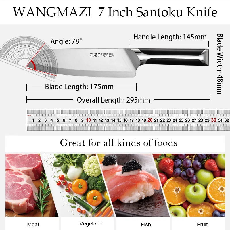 WANGMAZI Santoku Knife Stainless Steel Slicing Chef Knives